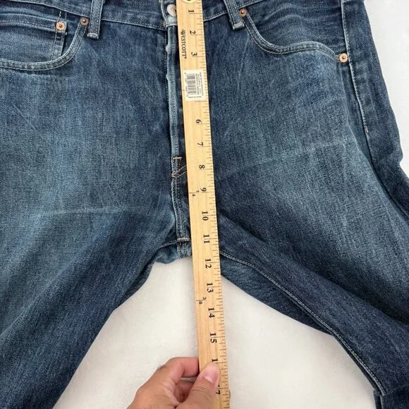 Levis 501 Jeans Mens 34x36 (32x33) Blue Original Button Fly Straight Leg Whisker - Picture 6 of 16
